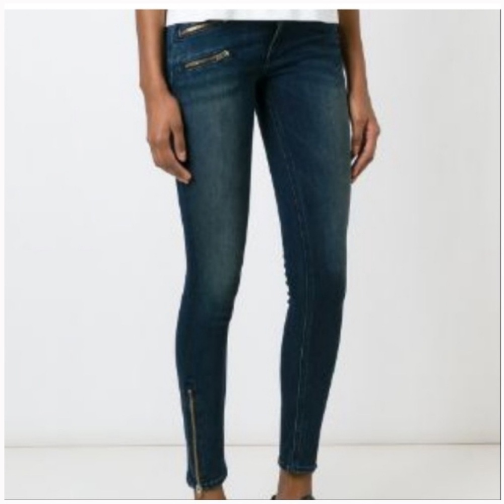 Rag & Bone Skinny Jeans Size 28 Mercer Blue with Zipper Accents